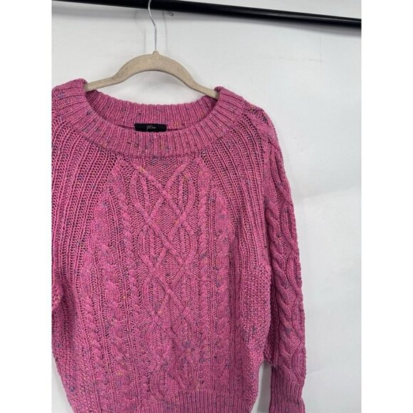 J. Crew Cable Knit Sweater Women XXS Pink Crew Neck Colorful‎ Speckled Preppy - Picture 8 of 9